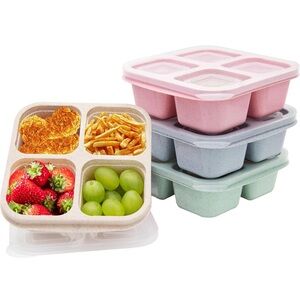 Eco-Friendly Bento Lunch Box Set - Pink, Green, Blue